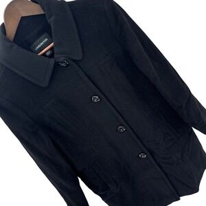 London Fog Wool Blend Car Coat Womens XL Black Button Front Long Jacket